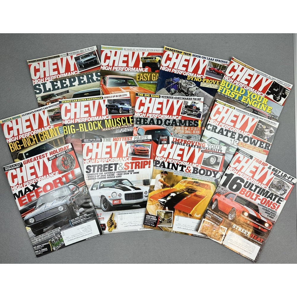 2012 Full year‎ of Chevy High Performance Magazine - Lot of 12-Muscle Car Camaro